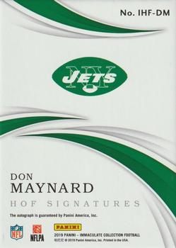 2019 Panini Immaculate Collection - Immaculate HOF Signatures #IHF-DM Don Maynard Back