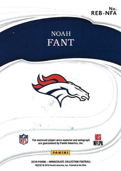 2019 Panini Immaculate Collection - Immaculate Rookie Eye Black Jersey #REB-NFA Noah Fant Back