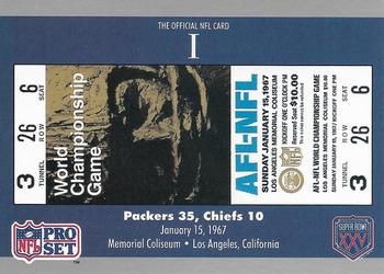 1991 Pro Set Super Bowl Ticket Replica #1 SB I Ticket Front