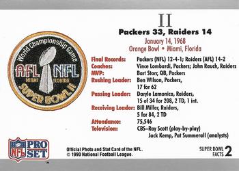 1991 Pro Set Super Bowl Ticket Replica #2 SB II Ticket Back