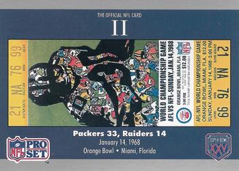 1991 Pro Set Super Bowl Ticket Replica #2 SB II Ticket Front
