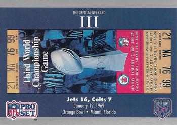 1991 Pro Set Super Bowl Ticket Replica #3 SB III Ticket Front