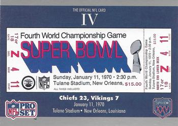 1991 Pro Set Super Bowl Ticket Replica #4 SB IV Ticket Front