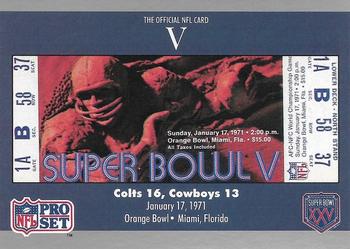 1991 Pro Set Super Bowl Ticket Replica #5 SB V Ticket Front