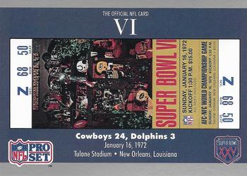 1991 Pro Set Super Bowl Ticket Replica #6 SB VI Ticket Front