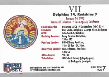 1991 Pro Set Super Bowl Ticket Replica #7 SB VII Ticket Back