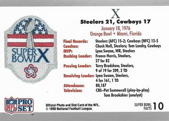 1991 Pro Set Super Bowl Ticket Replica #10 SB X Ticket Back
