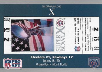 1991 Pro Set Super Bowl Ticket Replica #10 SB X Ticket Front