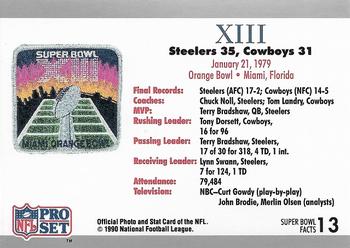 1991 Pro Set Super Bowl Ticket Replica #13 SB XIII Ticket Back