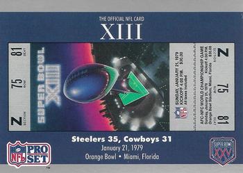 1991 Pro Set Super Bowl Ticket Replica #13 SB XIII Ticket Front