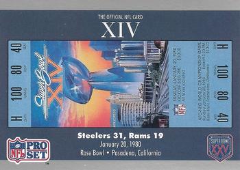 1991 Pro Set Super Bowl Ticket Replica #14 SB XIV Ticket Front