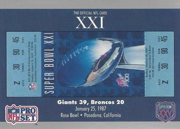 1991 Pro Set Super Bowl Ticket Replica #21 SB XXI Ticket Front