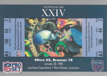 1991 Pro Set Super Bowl Ticket Replica #24 SB XXIV Ticket Front