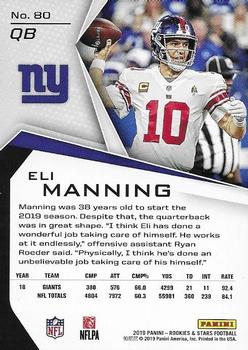 2019 Panini Rookies & Stars - Purple #80 Eli Manning Back