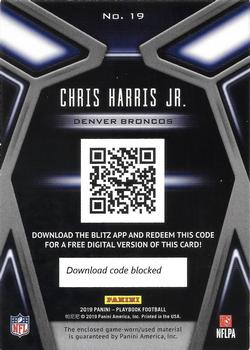 2019 Panini Playbook - BLITZ Memorabilia Prime #19 Chris Harris Jr. Back
