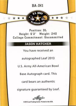 2013 Leaf U.S. Army All-American Bowl - Black #BA-JH1 Jason Hatcher Back