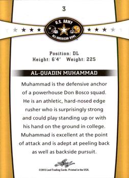 2013 Leaf U.S. Army All-American Bowl Retail #3 Al-Quadin Muhammad Back