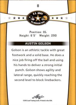 2013 Leaf U.S. Army All-American Bowl Retail #8 Austin Golson Back