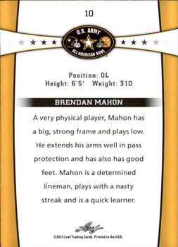 2013 Leaf U.S. Army All-American Bowl Retail #10 Brendan Mahon Back