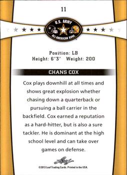2013 Leaf U.S. Army All-American Bowl Retail #11 Chans Cox Back