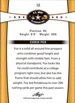 2013 Leaf U.S. Army All-American Bowl Retail #12 Chris Fox Back