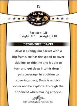 2013 Leaf U.S. Army All-American Bowl Retail #19 Deoundrei Davis Back
