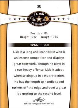 2013 Leaf U.S. Army All-American Bowl Retail #30 Evan Lisle Back