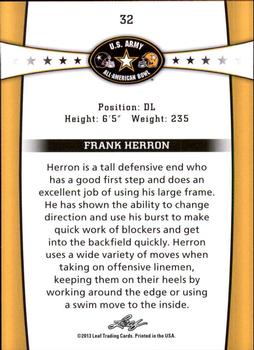 2013 Leaf U.S. Army All-American Bowl Retail #32 Frank Herron Back