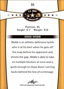 2013 Leaf U.S. Army All-American Bowl Retail #35 Gregg Webb Back
