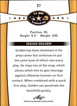 2013 Leaf U.S. Army All-American Bowl Retail #37 Isaiah Golden Back