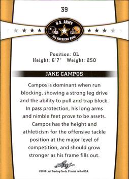 2013 Leaf U.S. Army All-American Bowl Retail #39 Jake Campos Back