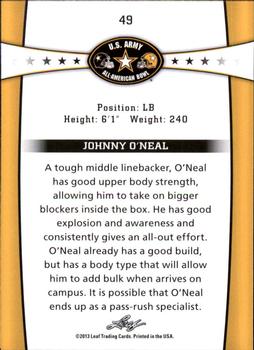 2013 Leaf U.S. Army All-American Bowl Retail #49 Johnny O'Neal Back
