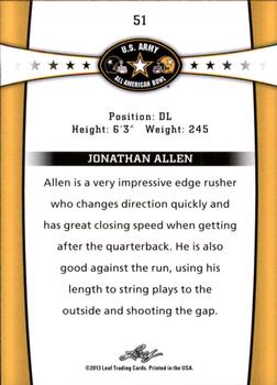 2013 Leaf U.S. Army All-American Bowl Retail #51 Jonathan Allen Back