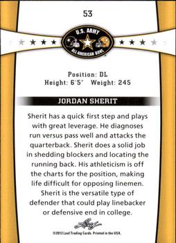 2013 Leaf U.S. Army All-American Bowl Retail #53 Jordan Sherit Back