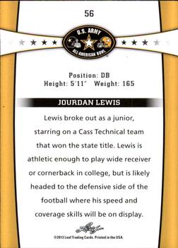 2013 Leaf U.S. Army All-American Bowl Retail #56 Jourdan Lewis Back