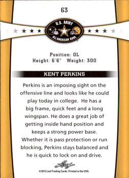 2013 Leaf U.S. Army All-American Bowl Retail #63 Kent Perkins Back
