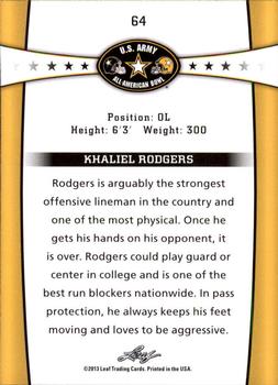 2013 Leaf U.S. Army All-American Bowl Retail #64 Khaliel Rodgers Back