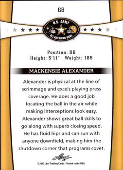 2013 Leaf U.S. Army All-American Bowl Retail #68 Mackensie Alexander Back