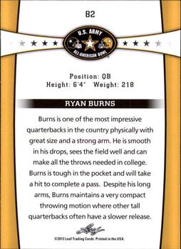 2013 Leaf U.S. Army All-American Bowl Retail #82 Ryan Burns Back