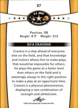 2013 Leaf U.S. Army All-American Bowl Retail #87 Su'a Cravens Back