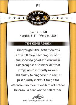 2013 Leaf U.S. Army All-American Bowl Retail #91 Tim Kimbrough Back