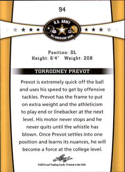 2013 Leaf U.S. Army All-American Bowl Retail #94 Torrodney Prevot Back