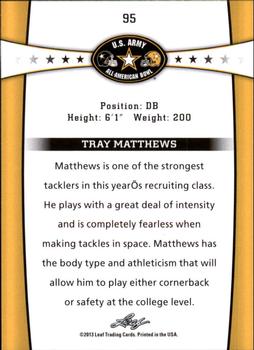 2013 Leaf U.S. Army All-American Bowl Retail #95 Tray Matthews Back