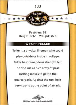 2013 Leaf U.S. Army All-American Bowl Retail #100 Wyatt Teller Back