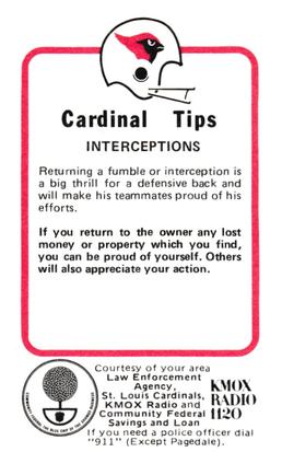 1980 St. Louis Cardinals Police #NNO Ken Greene Back
