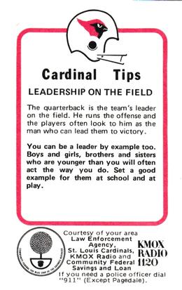 1980 St. Louis Cardinals Police #NNO Jim Hart Back