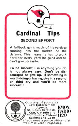 1980 St. Louis Cardinals Police #NNO Wayne Morris Back