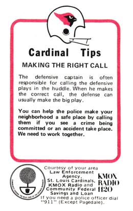 1980 St. Louis Cardinals Police #NNO Roger Wehrli Back