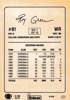 1988 Holsum Phoenix Cardinals #1 Roy Green Back