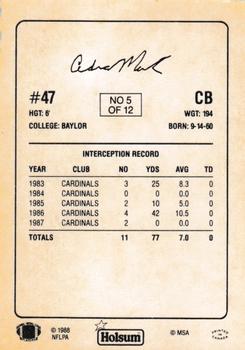 1988 Holsum Phoenix Cardinals #5 Cedric Mack Back